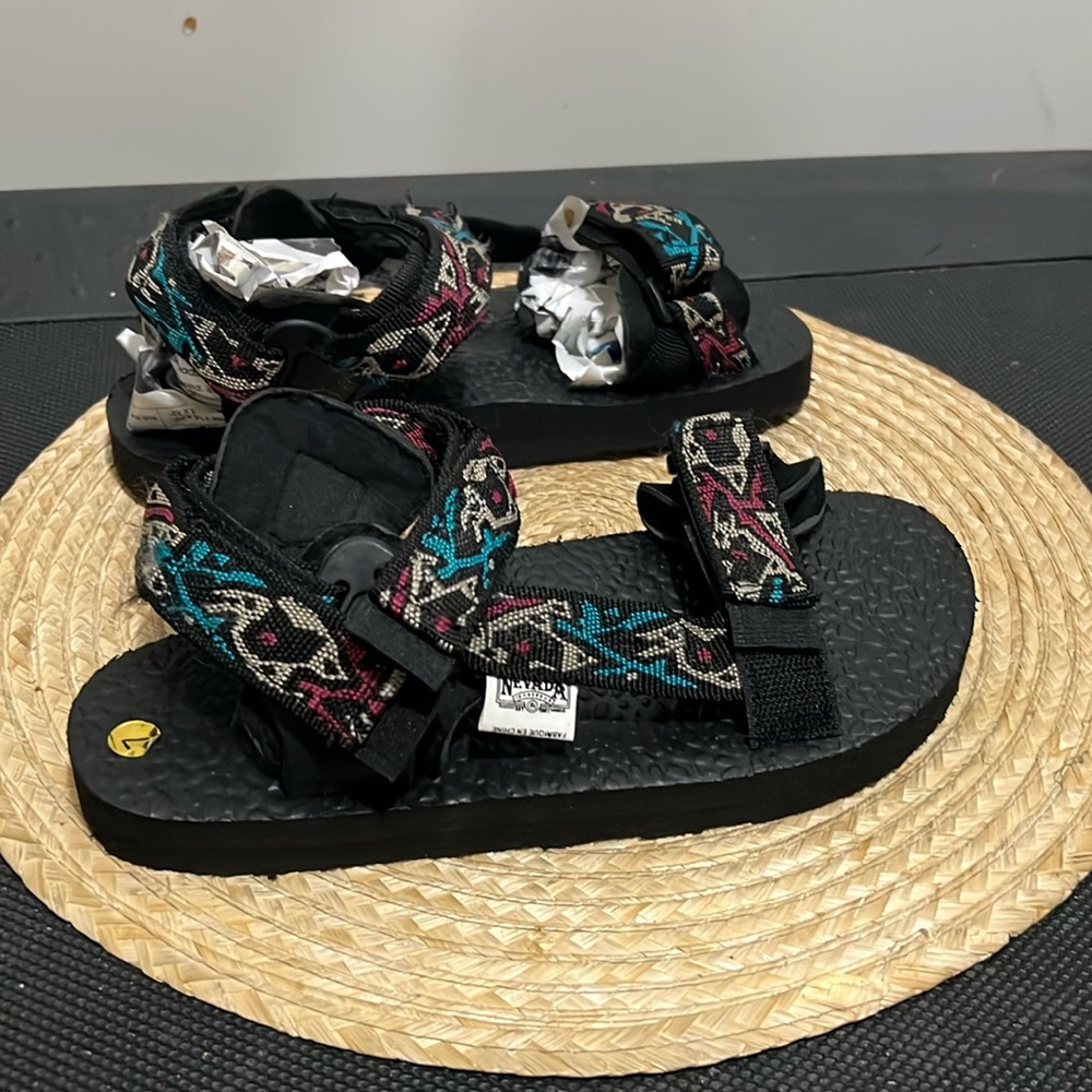 Naveda Minimalist Velcro Strap Slide Sandals Size 7